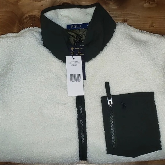POLO Ralph Lauren Men's Full-Zip PONY Sherpa Fleece Jacket in cream (MEDIUM)-NWT - Picture 7 of 12